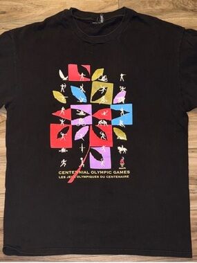 Vintage 1996 Atlanta Olympics Centennial Games Graphic Tee Black L 90s